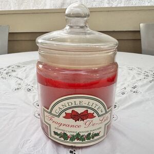 Vintage 1990s Candle-lite Hollyberry Jar Candle w/ Glass Lid 20oz New Christmas